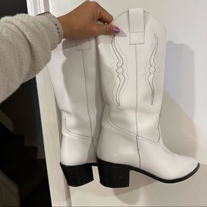 White heeled cowboy boots